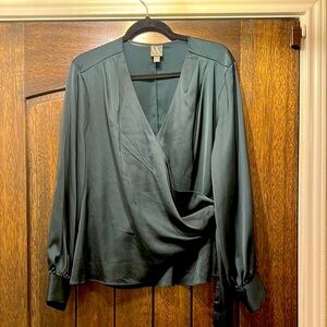 Elegant Forest Green Wrap Blouse by [Brand]
